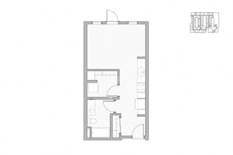 Floor plan for studio, 1 bath, 487 sqft